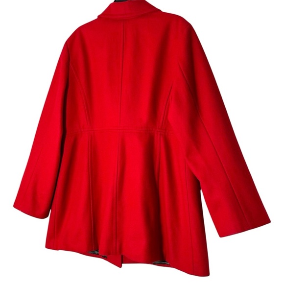 Old Navy Cherry Red Preppy Ruffle Collar Wool Midlength Peacoat Jacket size XXL - Picture 12 of 13
